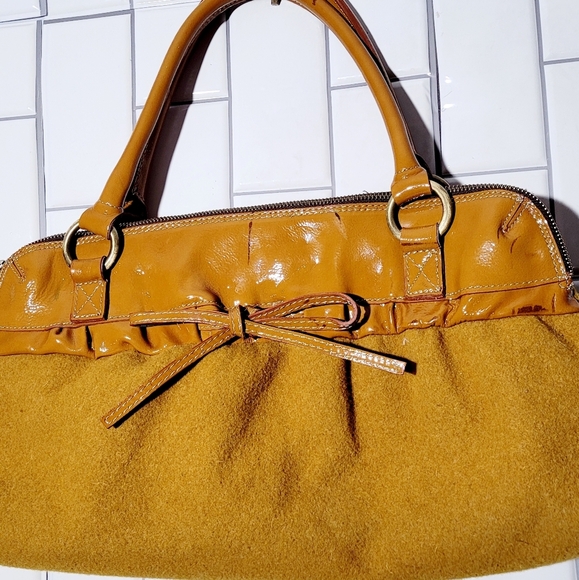 SOFIA C. Made in Italy  Leather Wool Satchel Purse Medium Size - Picture 2 of 10